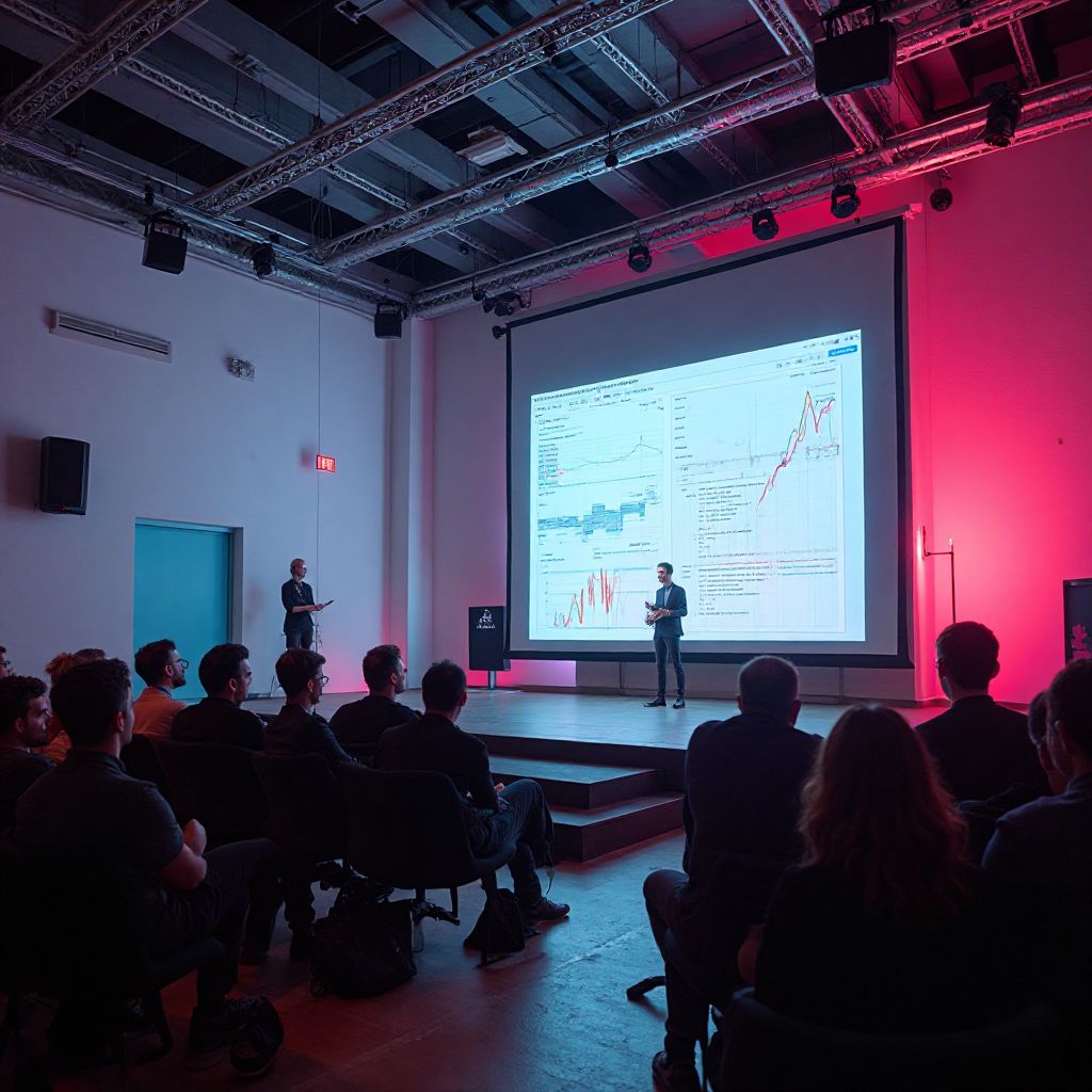 Presentazione di un progetto IA durante una conferenza