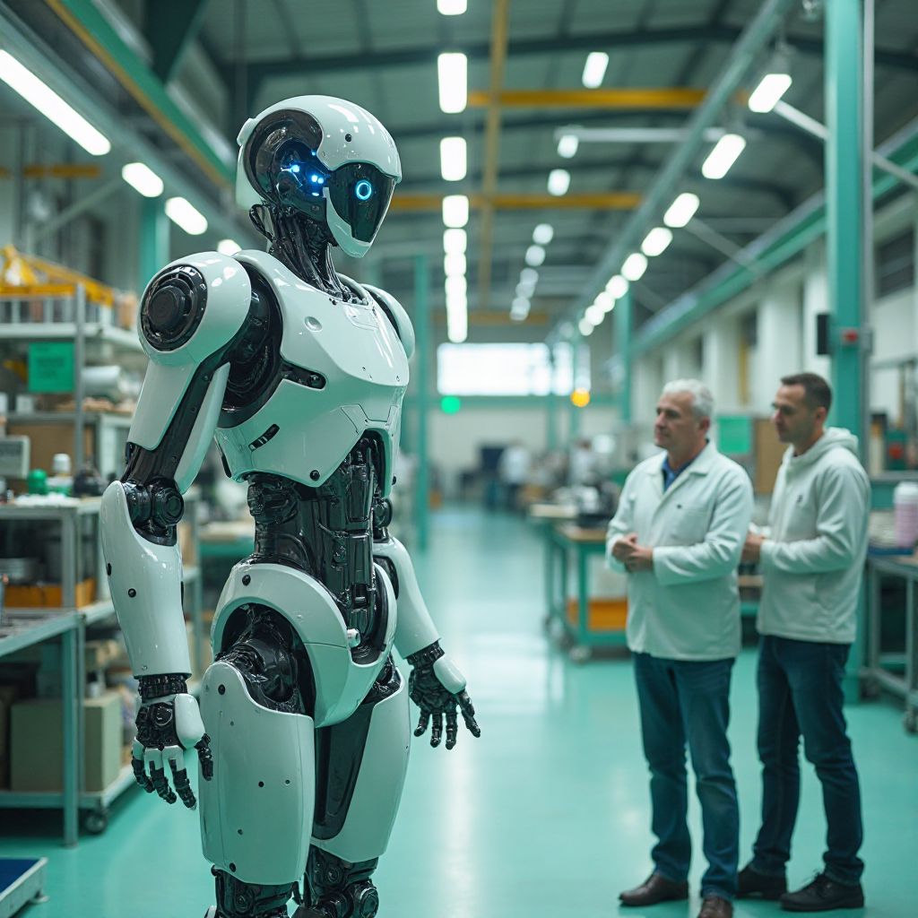 Robot assistito da IA in un ambiente industriale italiano